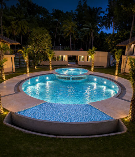 Premium resort pool lighting and structure
